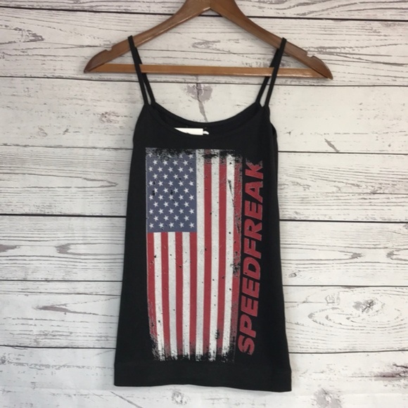 SPEEDFREAK Black USA Flag Tank Top Size XS - Picture 3 of 7